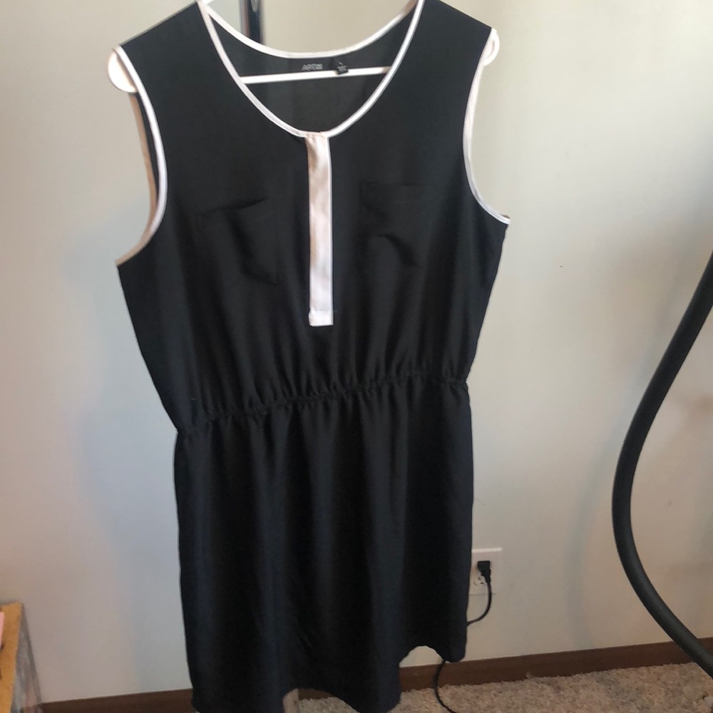Black with white trim tank dress